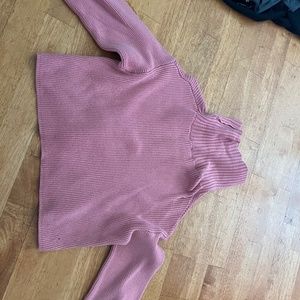 Pink slightly cropped turtleneck sweater!